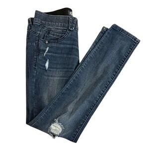 Democracy Womens Size 4 AbSolution Skinny‎ Jeans Distressed Blue Denim